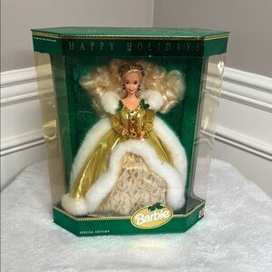 1994 Barbie Happy Holidays Special Edition Doll with box eye color error